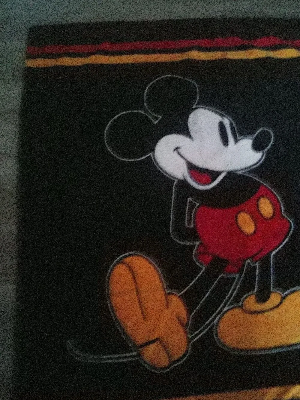 Disney Mickey Mouse Black Red Yellow Throw Blanket